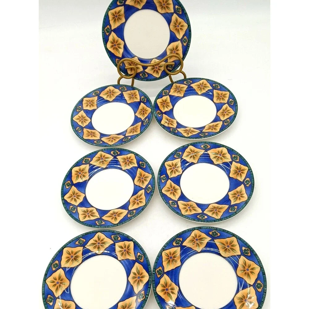 Sakura 1998 Art Of Dining Snowbone China Set Of 7 Starburst Dessert Bread Plates
